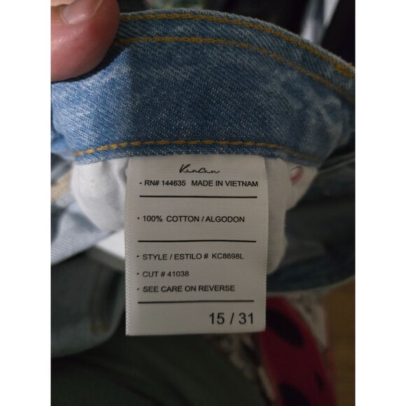 KanCan Juniors Janna High Rise 90's Flare Denim Blue Jeans Size 15/31 Button Fly - Picture 9 of 14